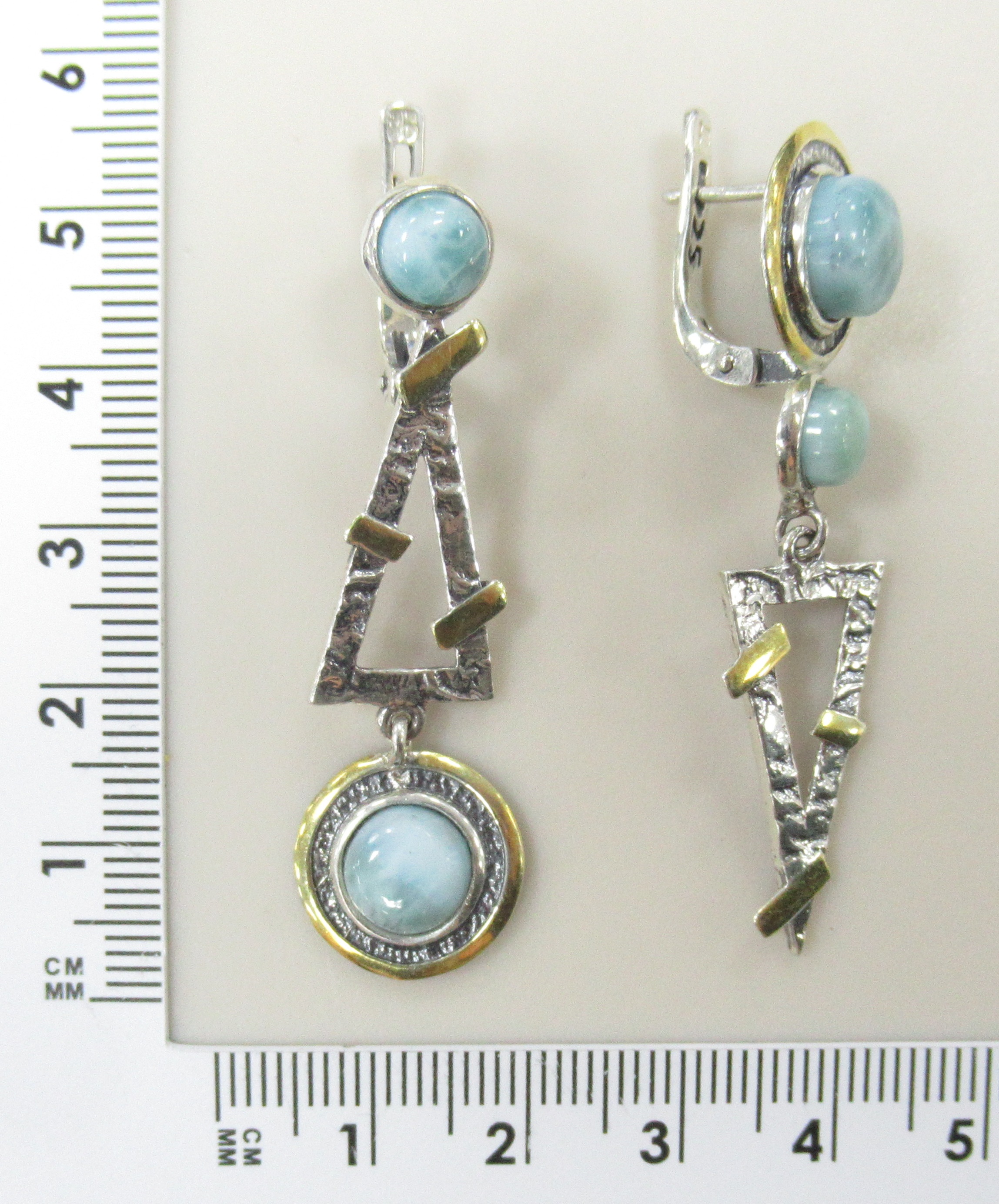 Серебряные серьги с ларимарами